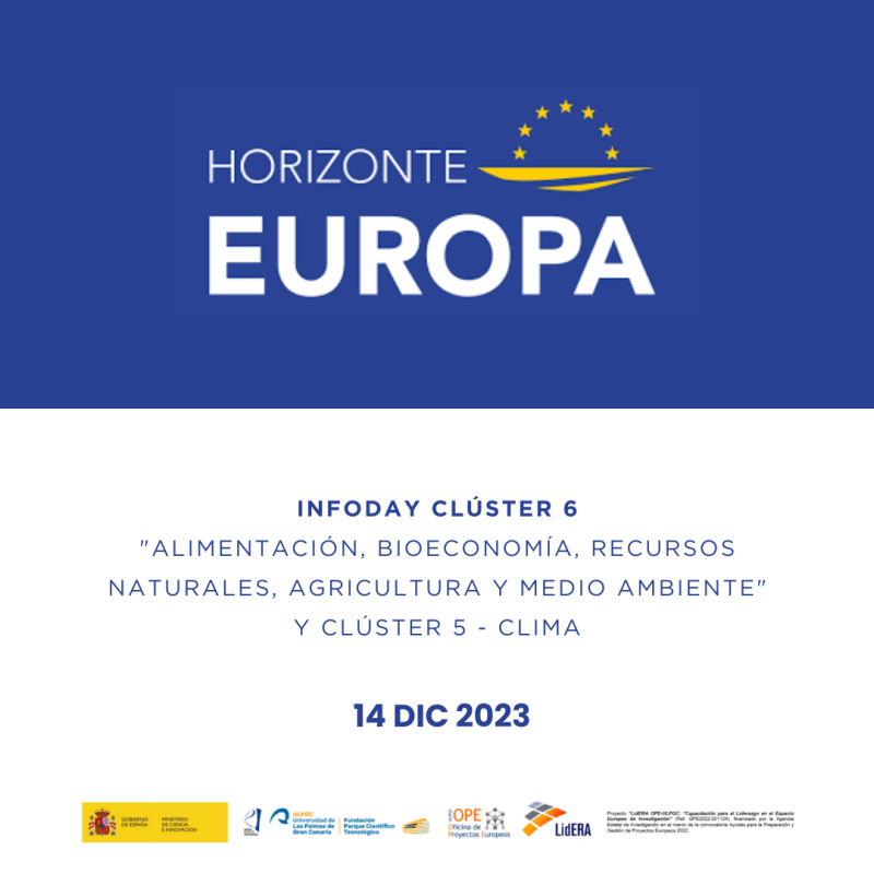 Infoday Cl&uacute;ster 6 Alimentaci&oacute;n, Bioeconom&iacute;a, Recursos Naturales, Agricultura y Medio Ambiente. 14 de diciembre