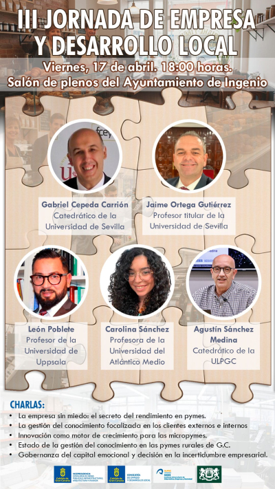 El Instituto Universitario de Cibern&eacute;tica, Empresa y Sociedad organiza la III Jornada de Empresa y Desarrollo Local en Ingenio